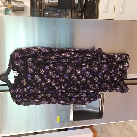 💕GANNI💕 Floral Georgette Mini Shift Dress ~ Black Floral Print 38 EU - Picture 11 of 16